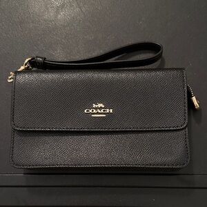 Coach Black Pebbled Leather Wristlet